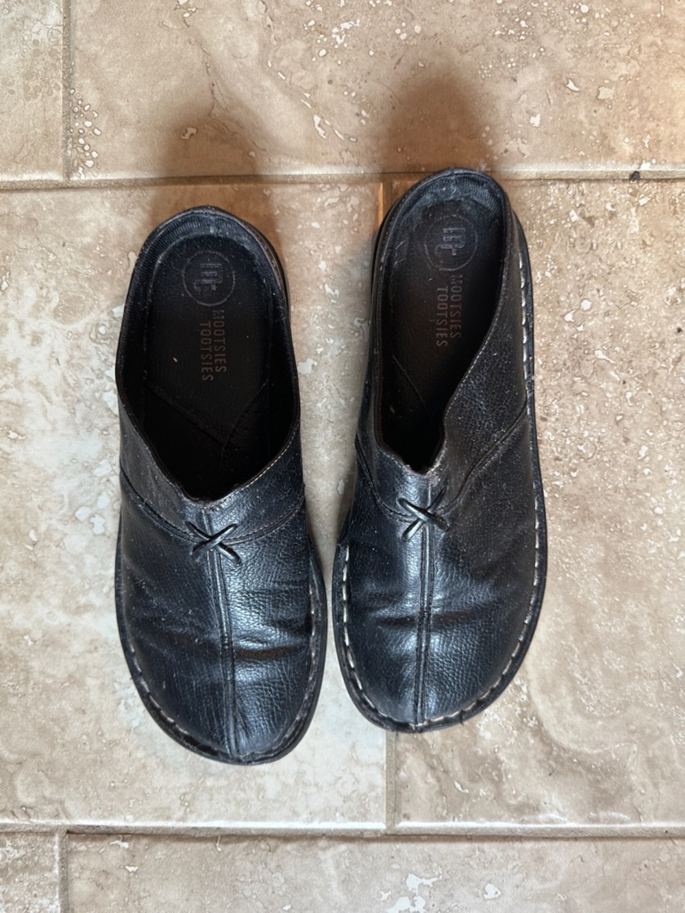 Mootsies Tootsies Black Leather Slip-On Shoes